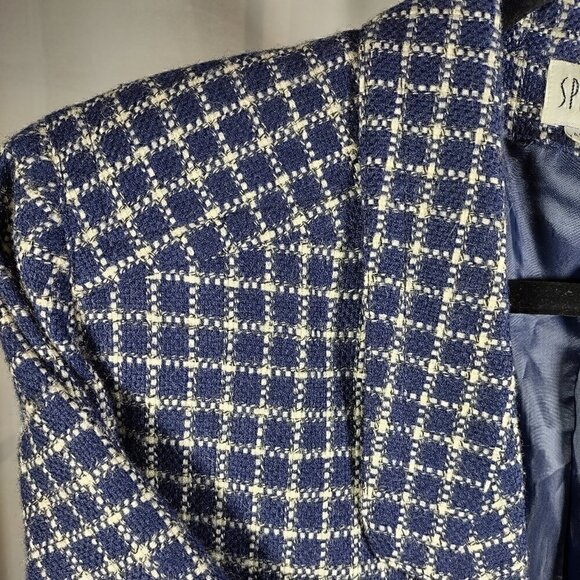 Spitalnick & Co Women's Blue/White 100% Wool Coat/Blazer Size 12 - Picture 3 of 8